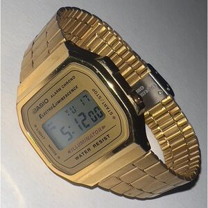 Yellow Gold Plated Casio(3298) A168 Stainless Steel Back Water Resistant Watch.